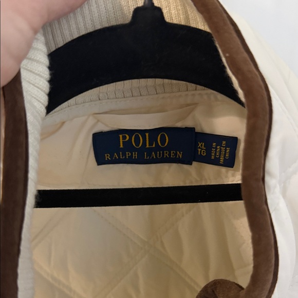 Ralph Lauren Cream Quilted Vest with Brown Trim - Picture 2 of 4